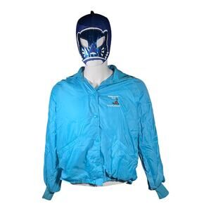 American Vintage 80s Western Golf Coach Jacket Blue Snap Front Tucson